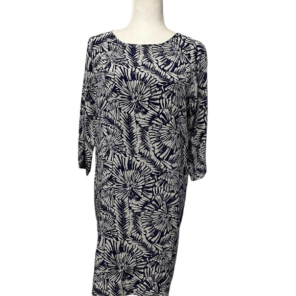 Garnet Hill Silk Navy White Tunic Sheath A Line Shift Dress size 2 - Picture 1 of 8